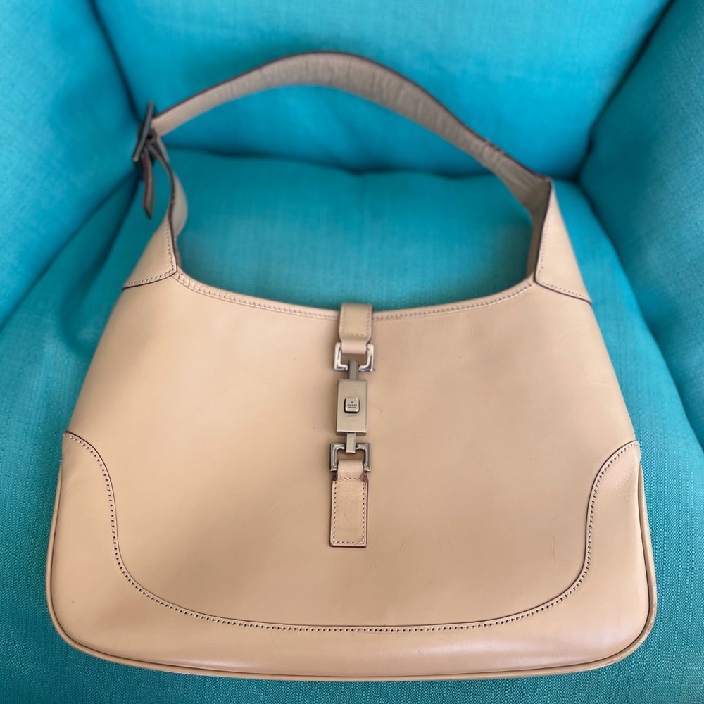 GUCCI Jackie O Beige Leather Bag
